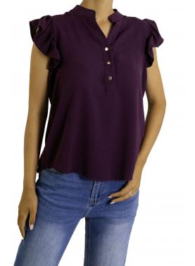 Blusa con volant e bottoni